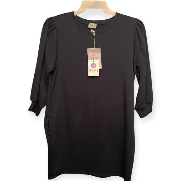 Kylie Paige Tops - Comfy Dark‎ Blue Tunic Top Mini Dress Womens Size L Long Sleeve Lagenlook Warm